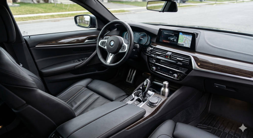 Deep interior car detailing in Ottawa featuring steam cleaning and salt removal.