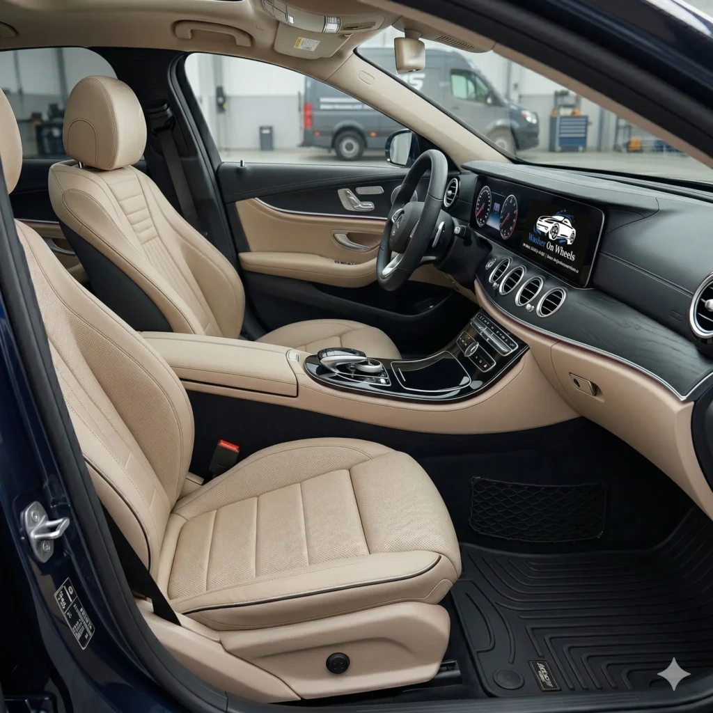 Professional mobile car detailing service performed in a residential