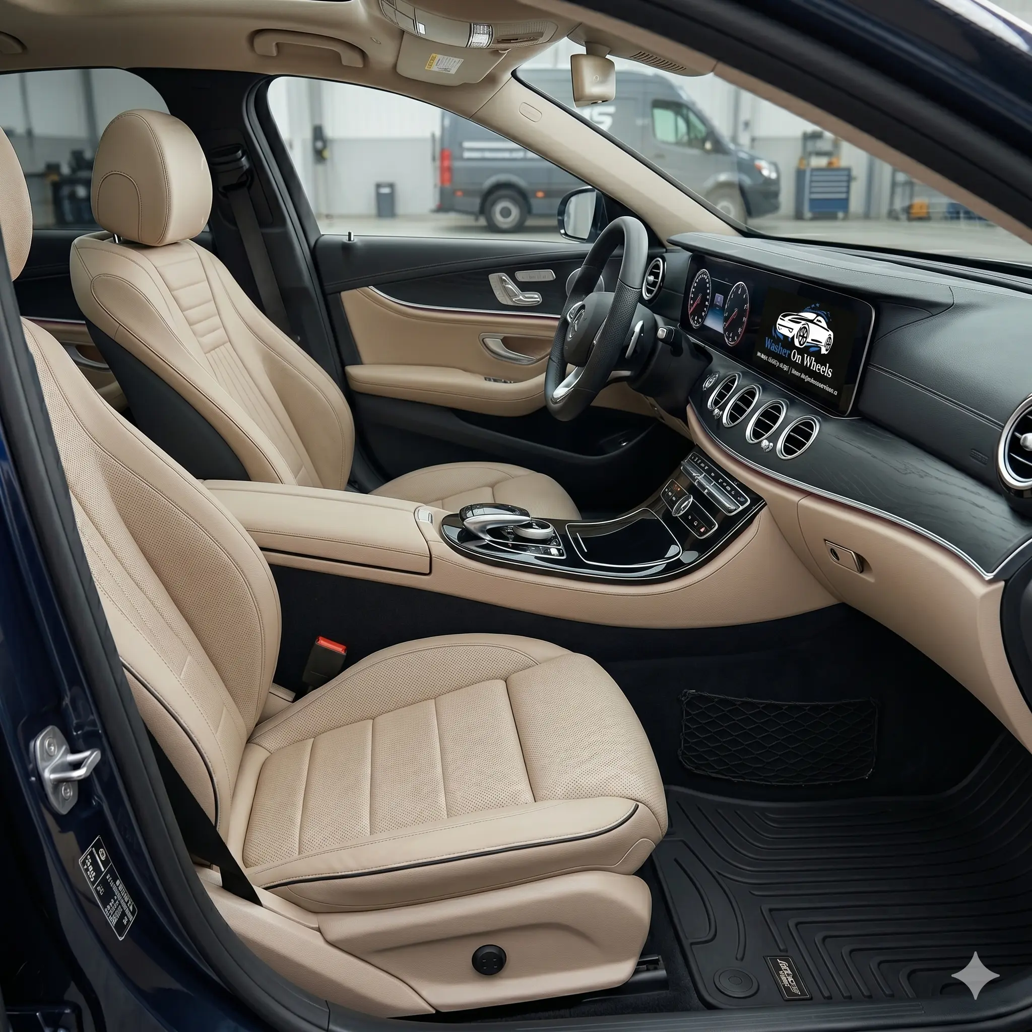Professional mobile car detailing service performed in a residential